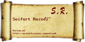 Seifert Rezső névjegykártya